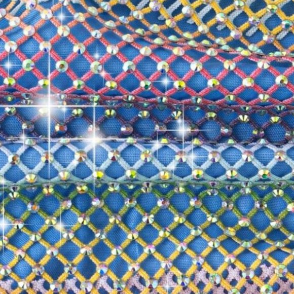 1 LEFT!! RAINBOW RHINESTONE FACE MASK - Picture 4 of 4